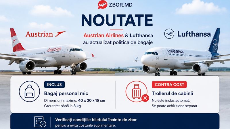 Austrian Airlines și Lufthansa au actualizat politica de bagaje: ce trebuie să cunoașteți?