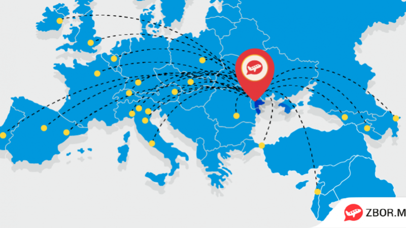 Direct flight destinations from Chișinău on an interactive map