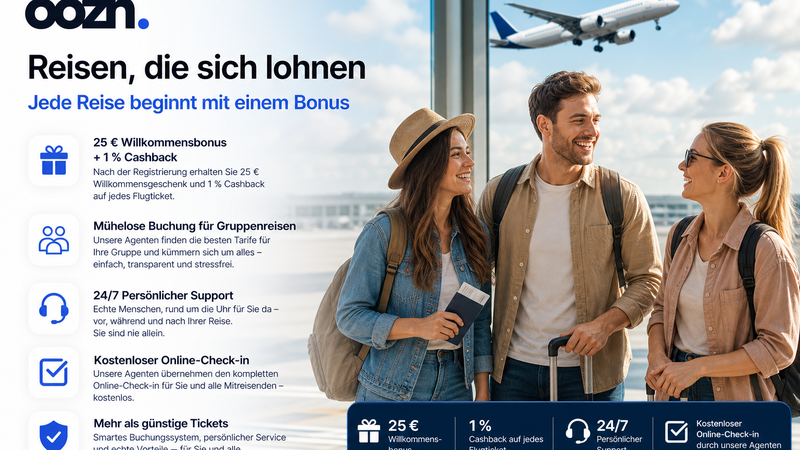 Flüge smart buchen mit Bonus & 24/7 Support