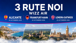 Wizz Air відкриває 3 нові маршрути з Кишинева: Аліканте, Франкфурт-Хан та Лондон-Гатвік