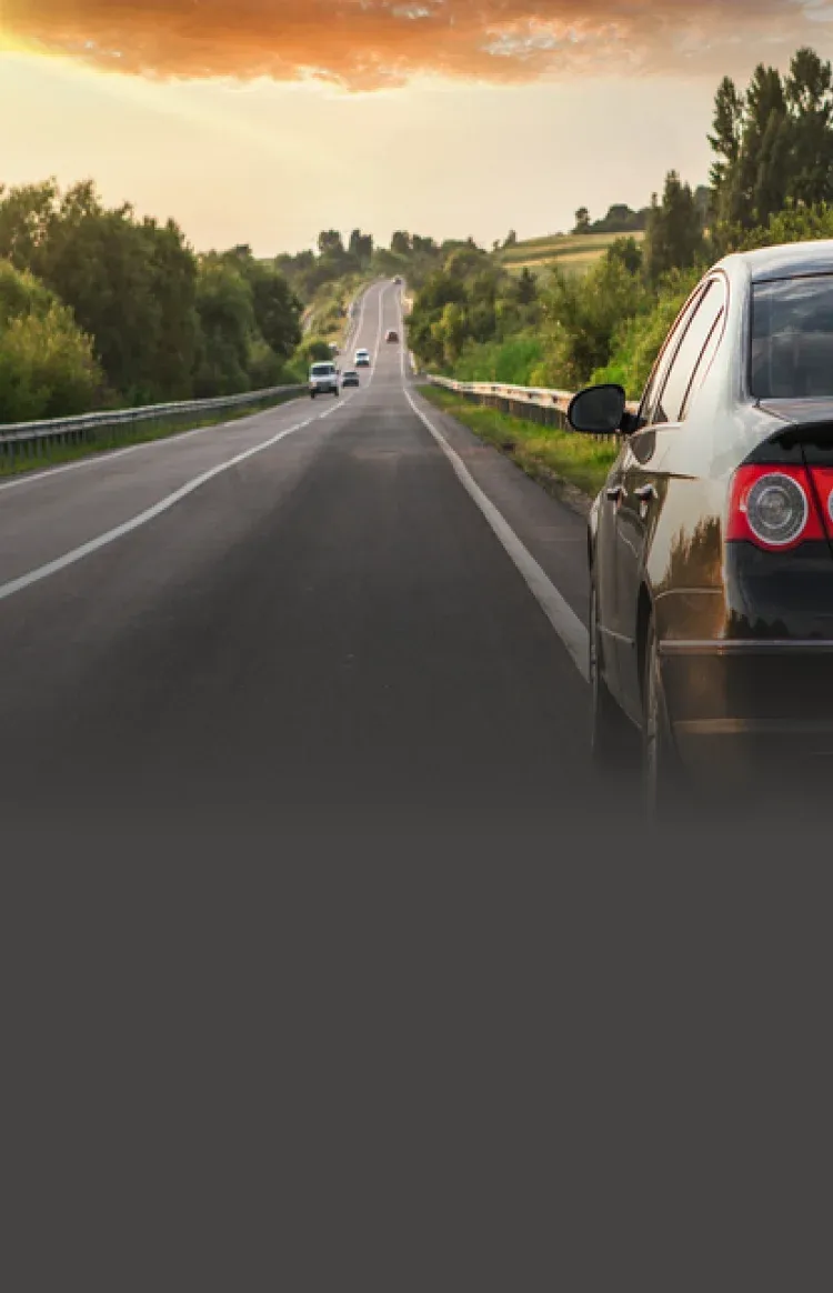 Black car asphalt road