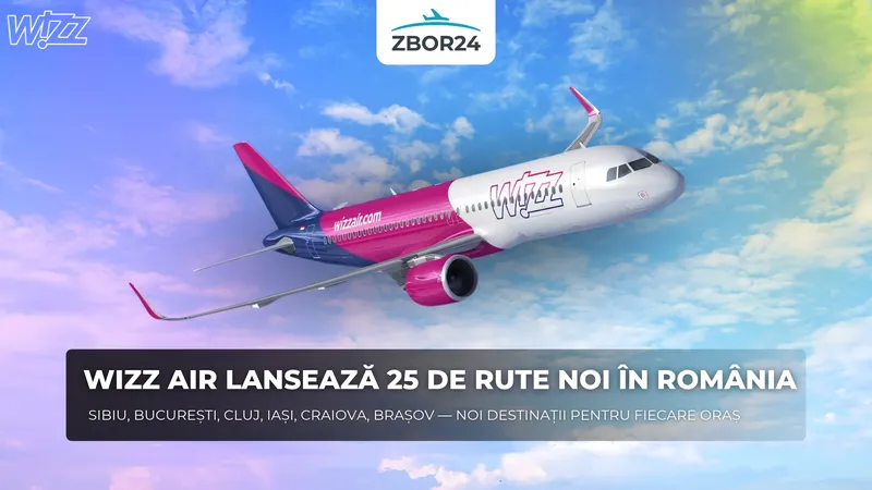 Cea mai mare extindere Wizz Air de pe piața românească: 25 de rute noi din 6 aeroporturi